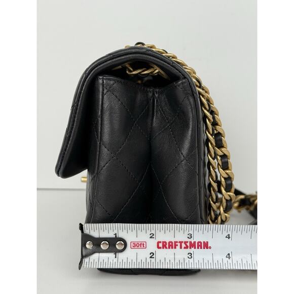 Chanel Timeless Classic Flap Medium Quilted Leather Shoulder Bag Black with Gold - Picture 12 of 16